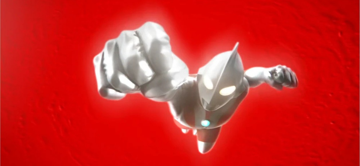 Ultraman flying into action